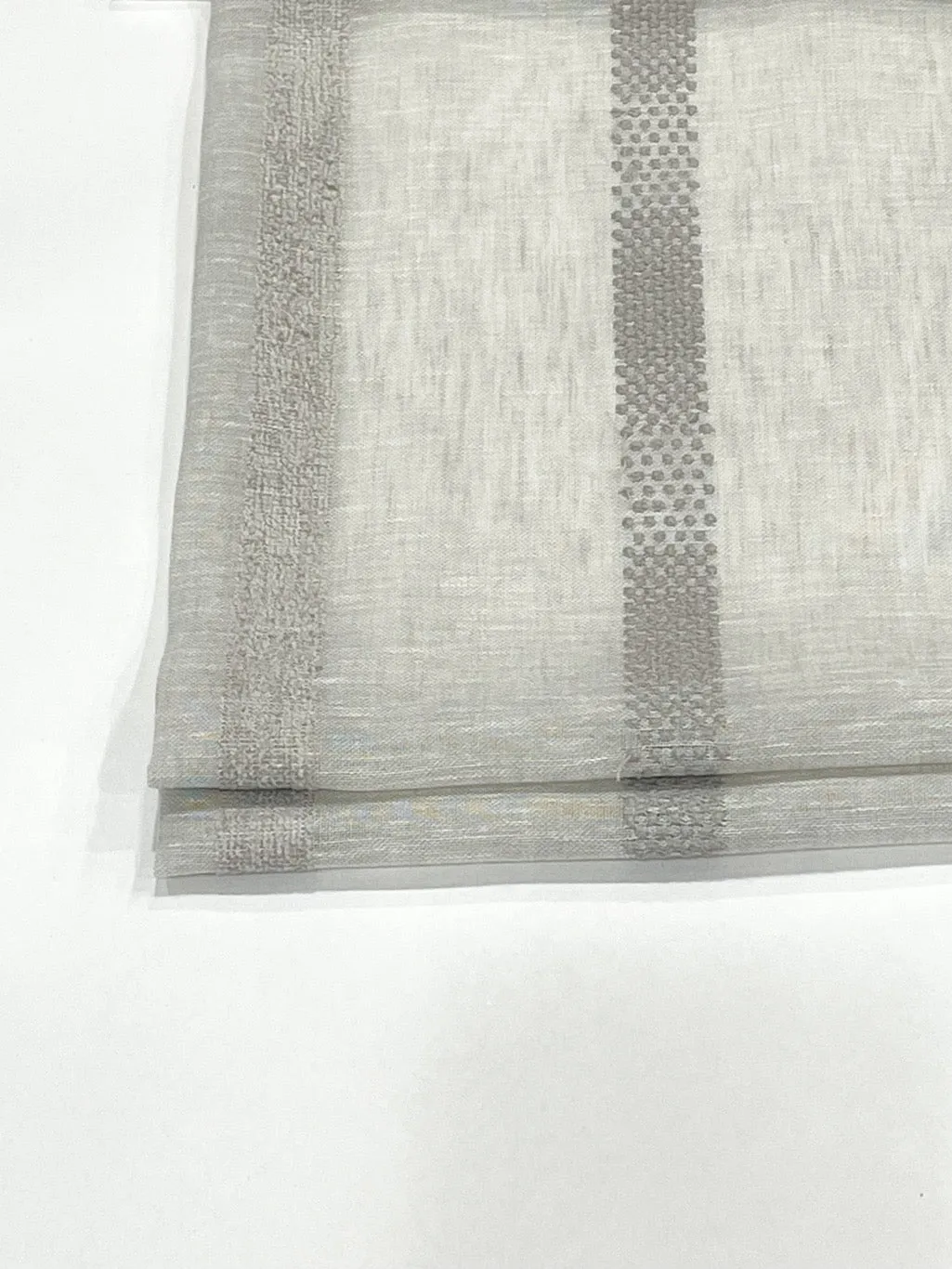 Dot and Texture Stripe Embroidery Blend sheer Linen Flat Roman Shade, Window treatment/CL1118