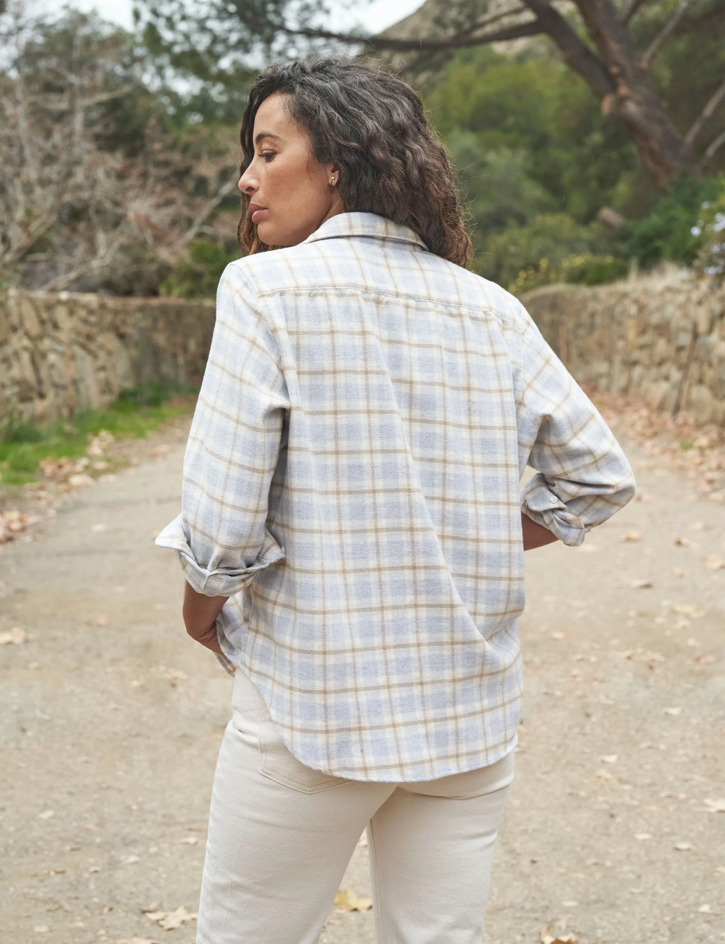 EILEEN Gray and Tan with White Plaid, Italian Flannel