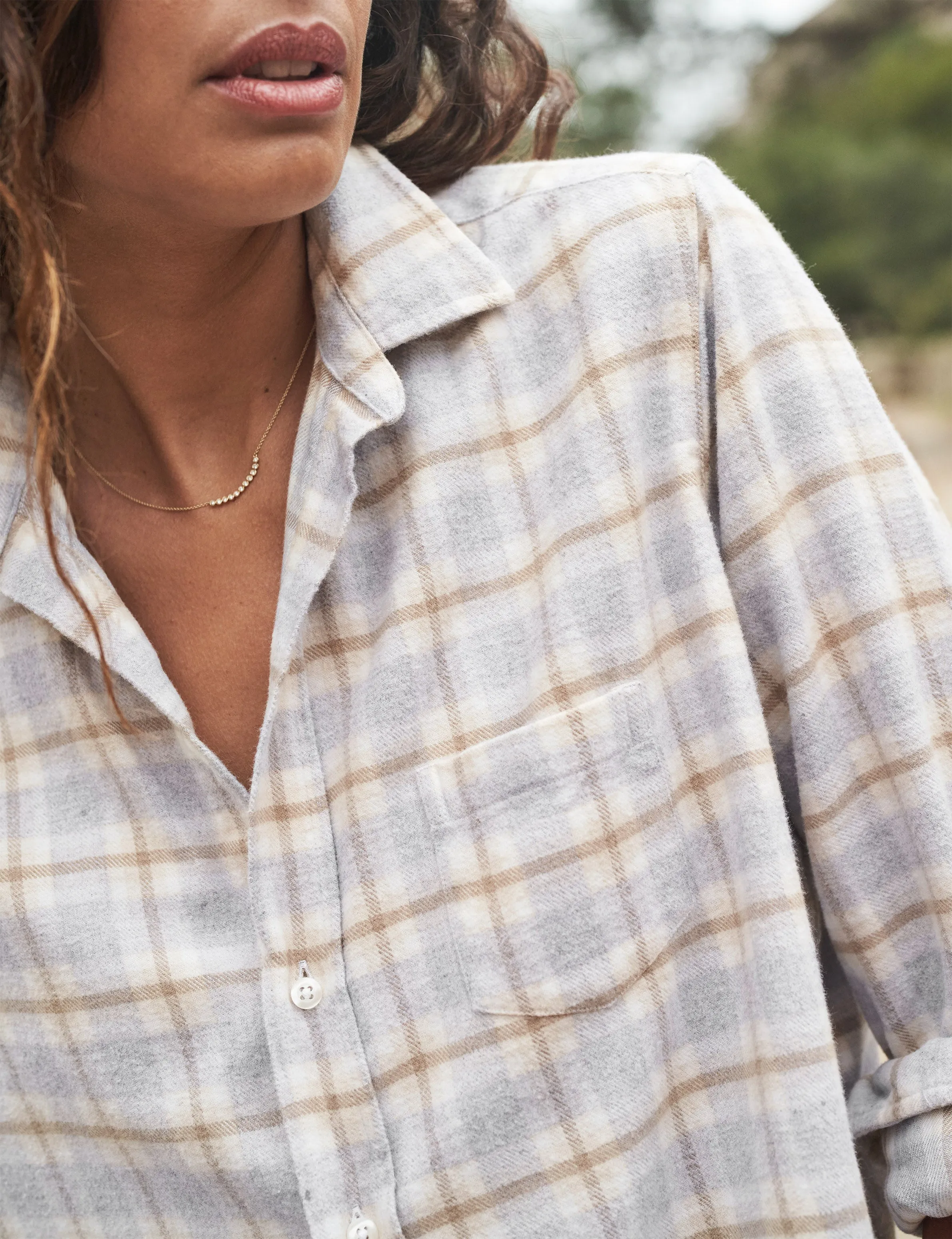 EILEEN Gray and Tan with White Plaid, Italian Flannel