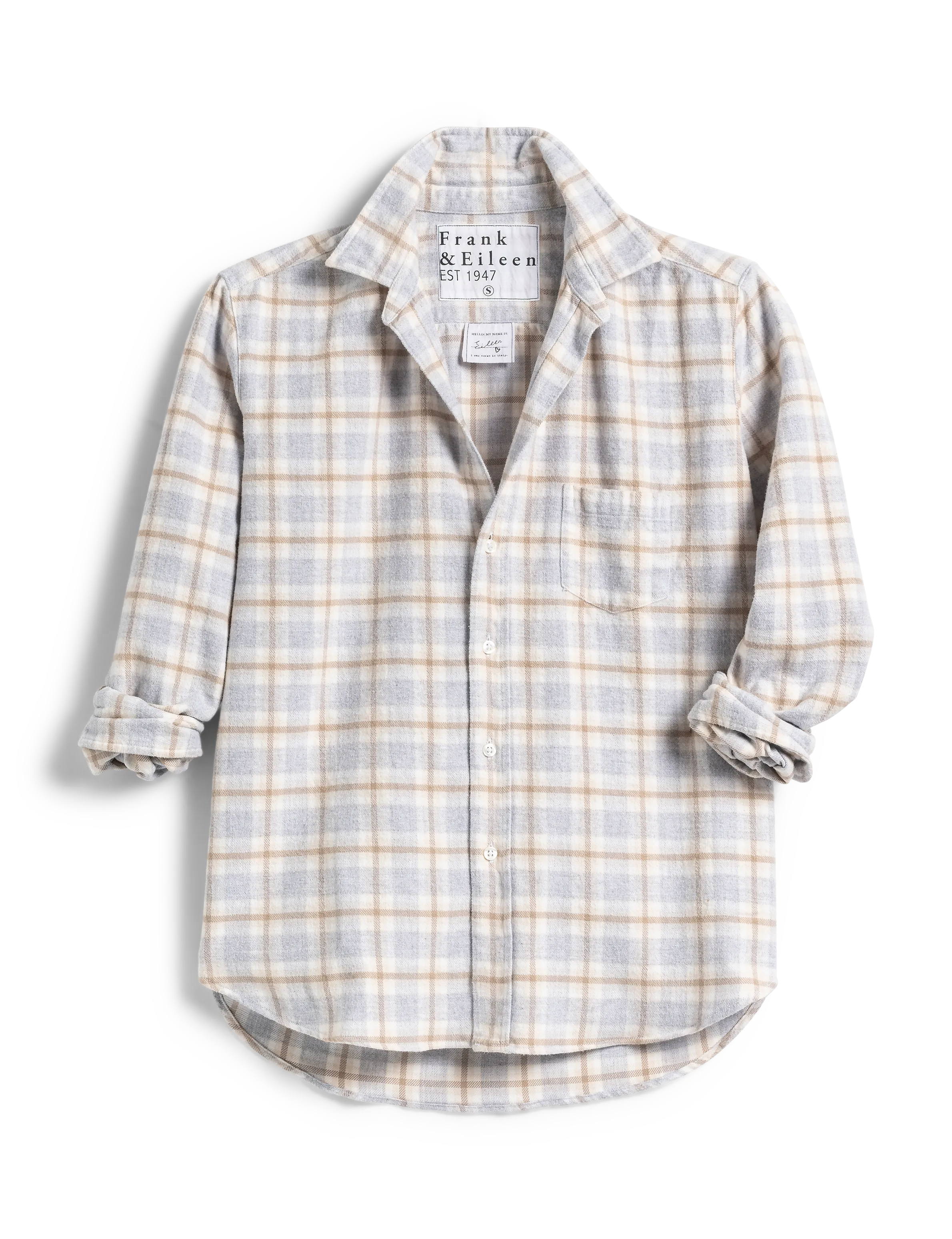 EILEEN Gray and Tan with White Plaid, Italian Flannel