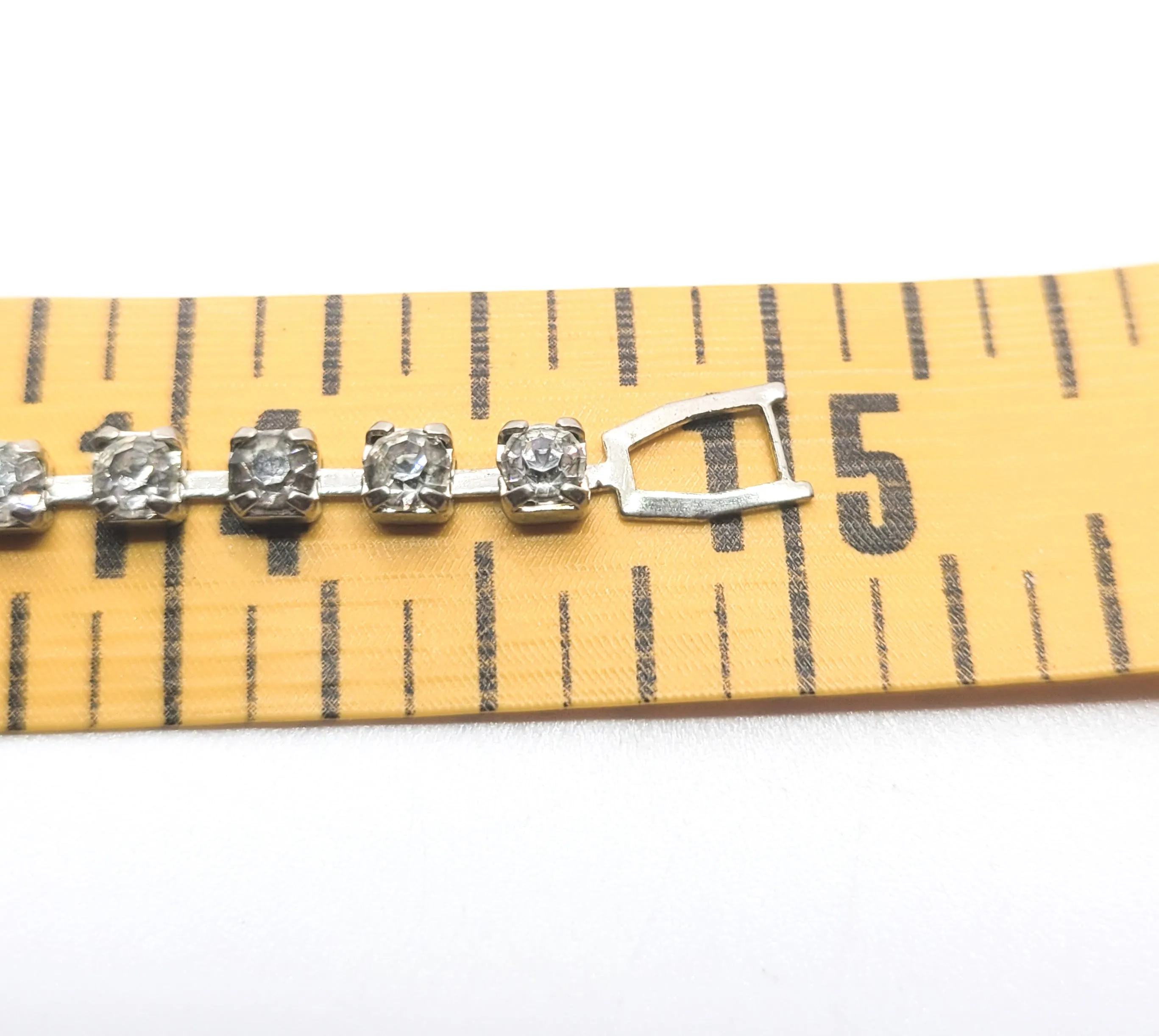 Emerald cut clear rhinestone dainty vintage collar necklace mid century