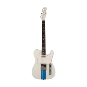 Fender Japan Traditional II 60s Telecaster Electric Guitar, RW FB, Olympic White / Blue Stripes