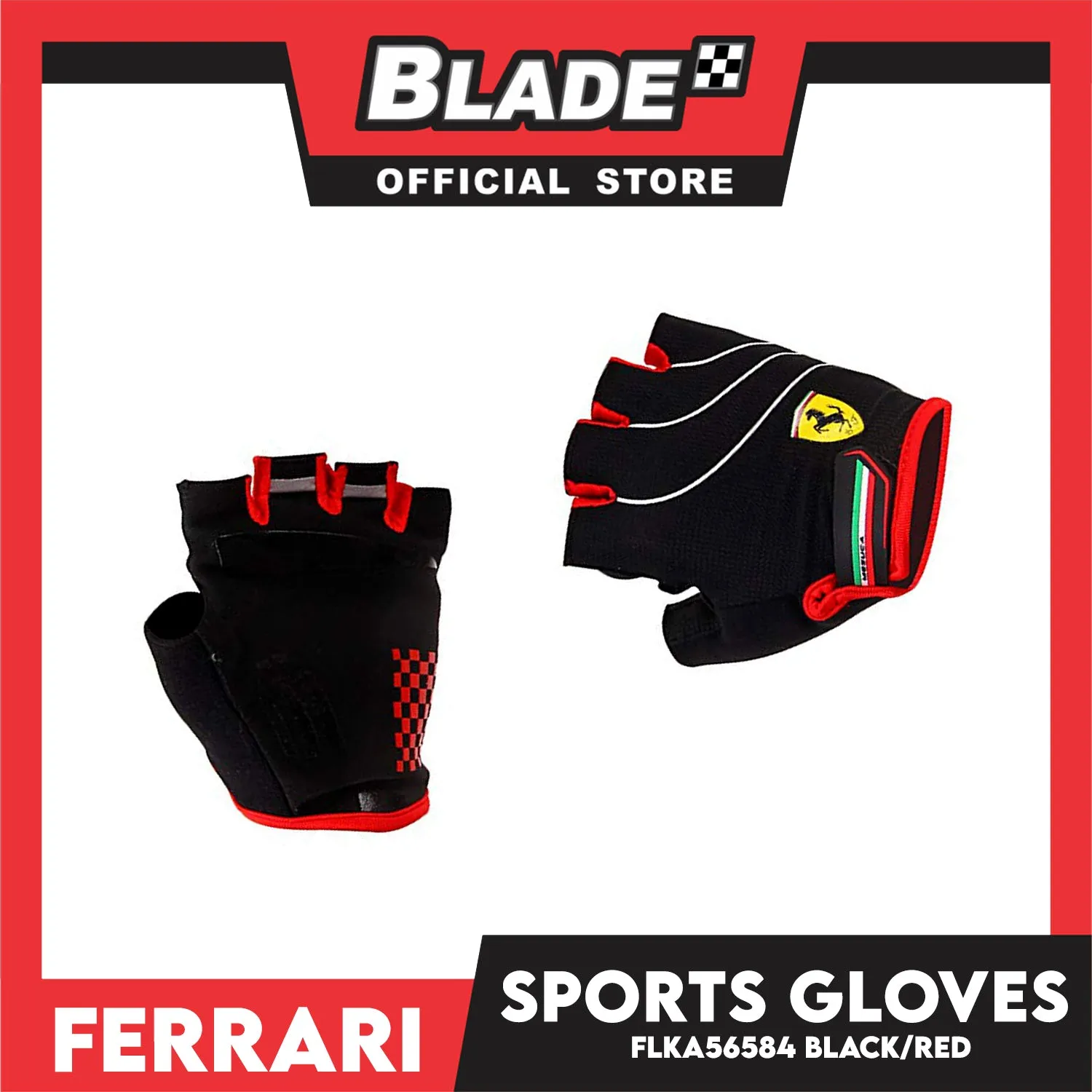 Ferrari Sports Gloves FLKA56584 Large Black/Red (Pair)