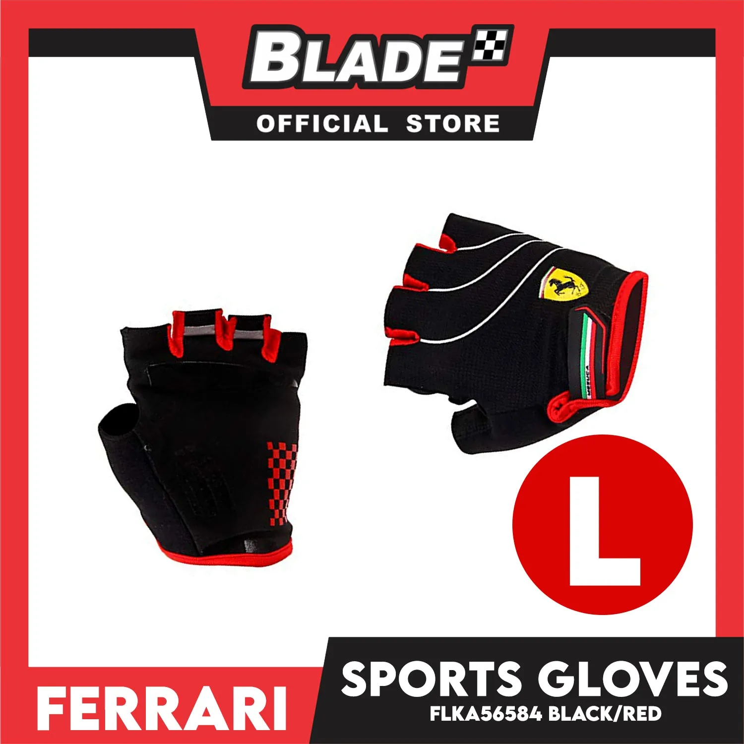 Ferrari Sports Gloves FLKA56584 Large Black/Red (Pair)