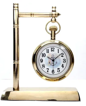 FH FamousHub Exclusive Collection Handmade Vintage Brass Desk Clock Table Clock Antique Nautical Clock Brass Antique Table Clock for Home and Office Decoration