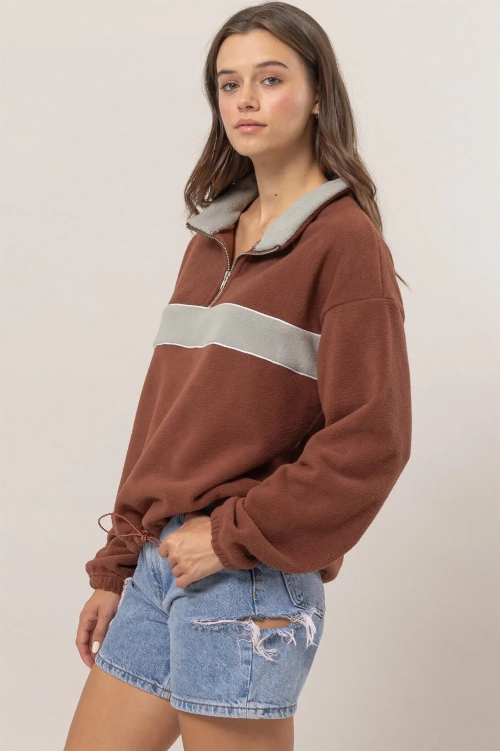 Fleece Color Block Sweatshirt