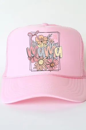 Framed Floral Mama Otto Soft Pink Foam Front Trucker Hat