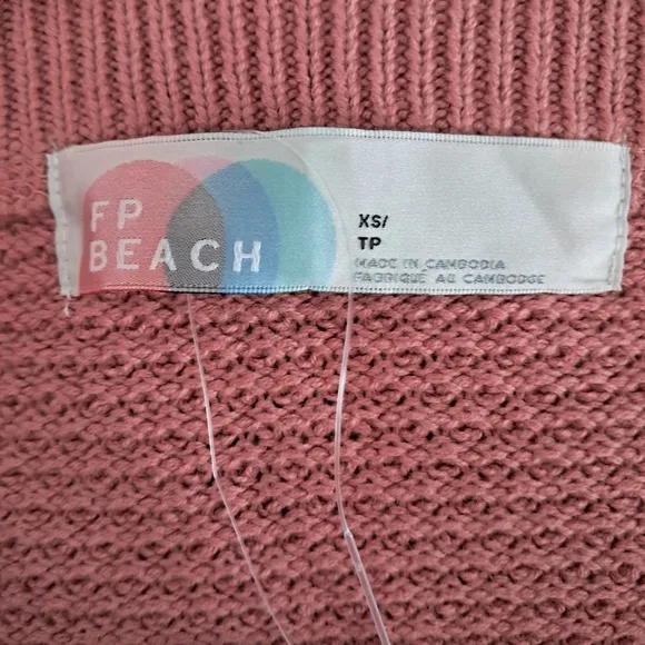 Free People Beach Women Hailey Hailee Waffle Knit Sweater Rosie Pink Size XS