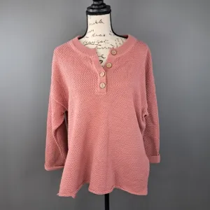 Free People Beach Women Hailey Hailee Waffle Knit Sweater Rosie Pink Size XS