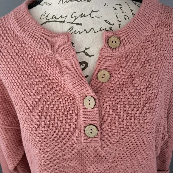 Free People Beach Women Hailey Hailee Waffle Knit Sweater Rosie Pink Size XS