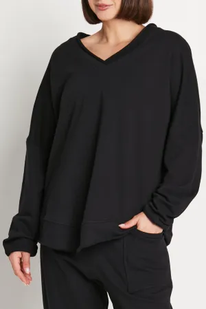 French Terry Color Block V Neck Top