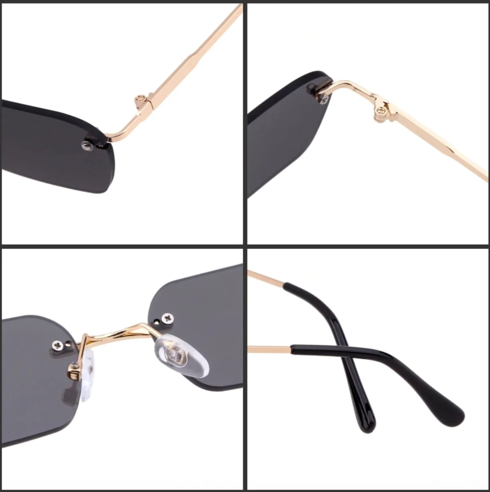 Gafas de Sol Lentes Mini Retro Vintage Rectangulares Taylor sin Armazón Rave Hipster Fashion