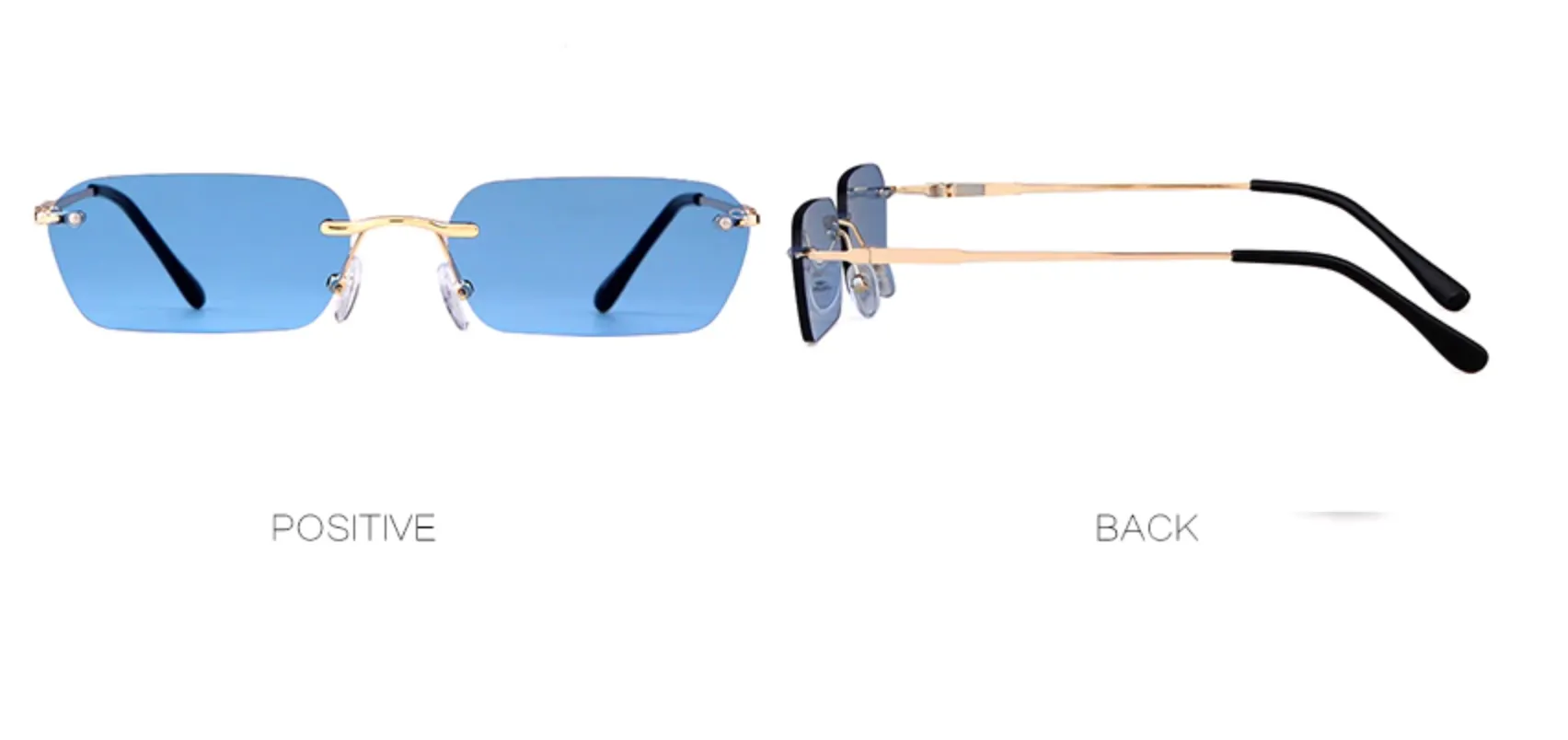 Gafas de Sol Lentes Mini Retro Vintage Rectangulares Taylor sin Armazón Rave Hipster Fashion