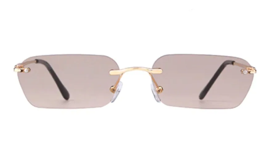 Gafas de Sol Lentes Mini Retro Vintage Rectangulares Taylor sin Armazón Rave Hipster Fashion