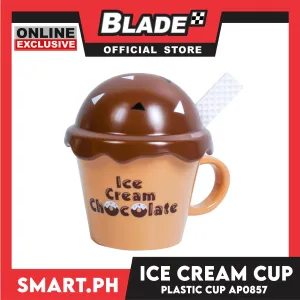 Gifts Plastic Mug With Cover and Stirrer, Ice Cream Design AP0857