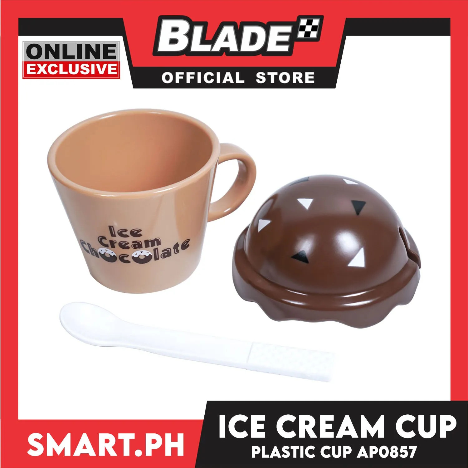 Gifts Plastic Mug With Cover and Stirrer, Ice Cream Design AP0857