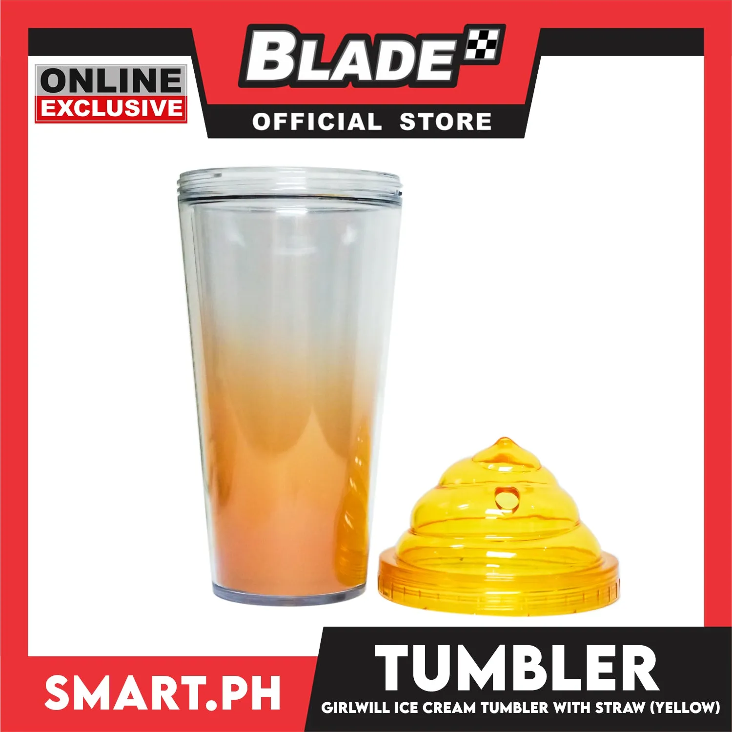 Gifts Tumbler Ice Cream with Straw 450ml (Assorted Colors and Designs)