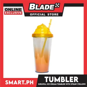 Gifts Tumbler Ice Cream with Straw 450ml (Assorted Colors and Designs)
