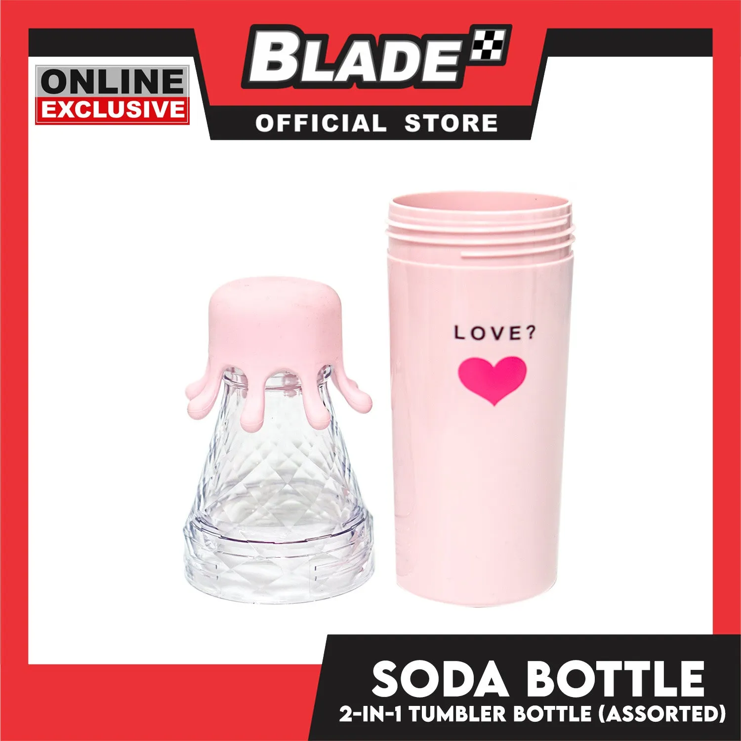 Gifts Tumbler Soda Bottle with Love and Heart Design 420ml AP1467 (Assorted Designs and Colors)