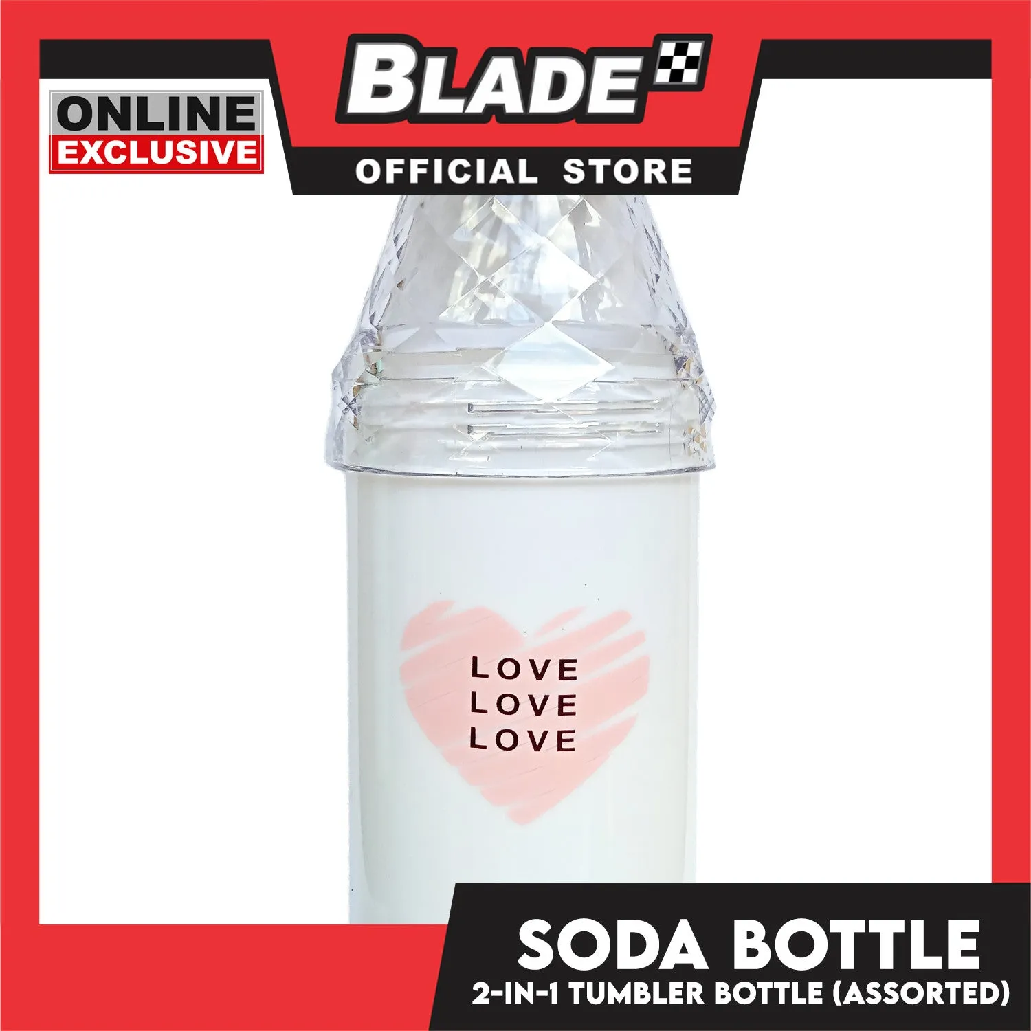 Gifts Tumbler Soda Bottle with Love and Heart Design 420ml AP1467 (Assorted Designs and Colors)