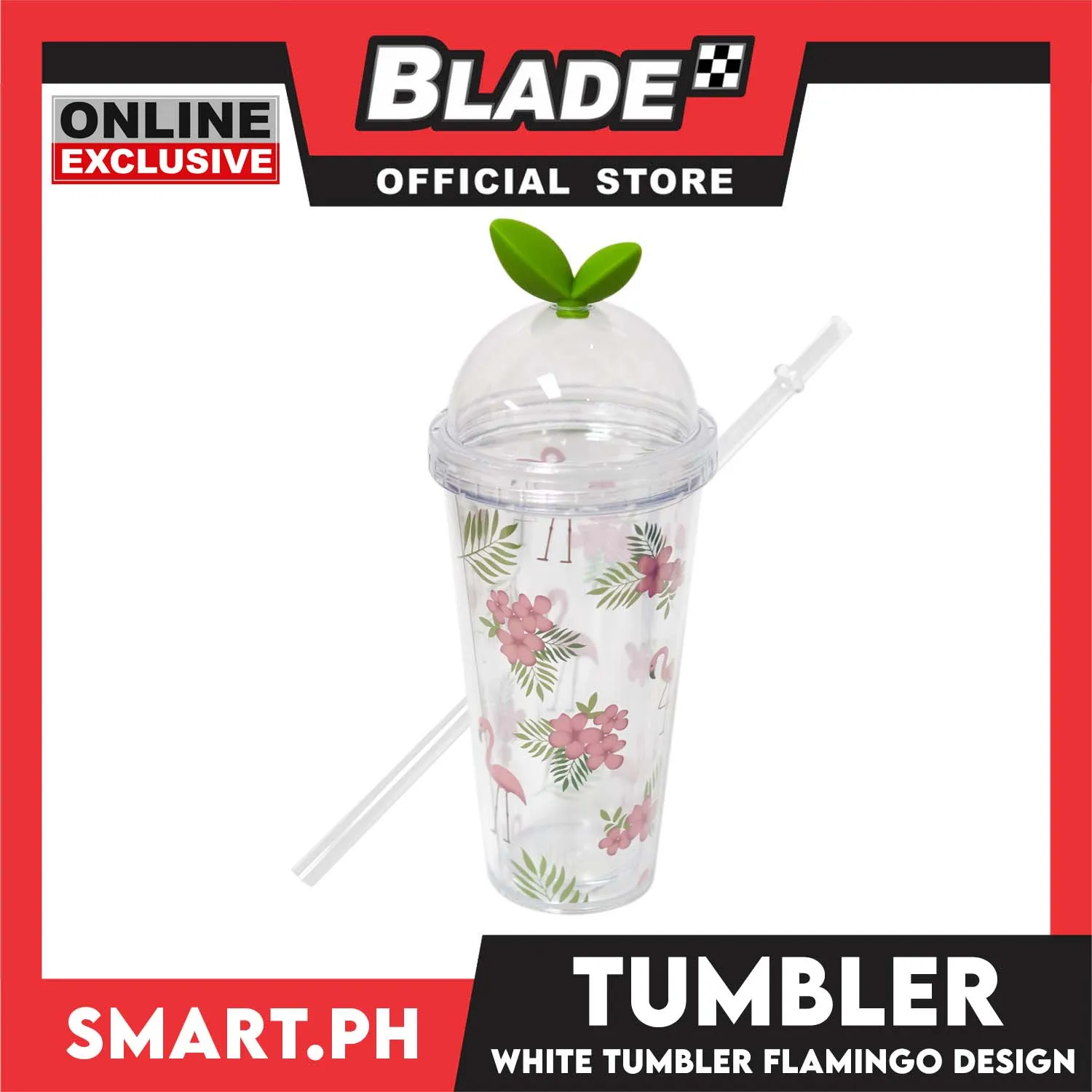 Gifts Tumbler with Straw Flamingo Design (Assorted)