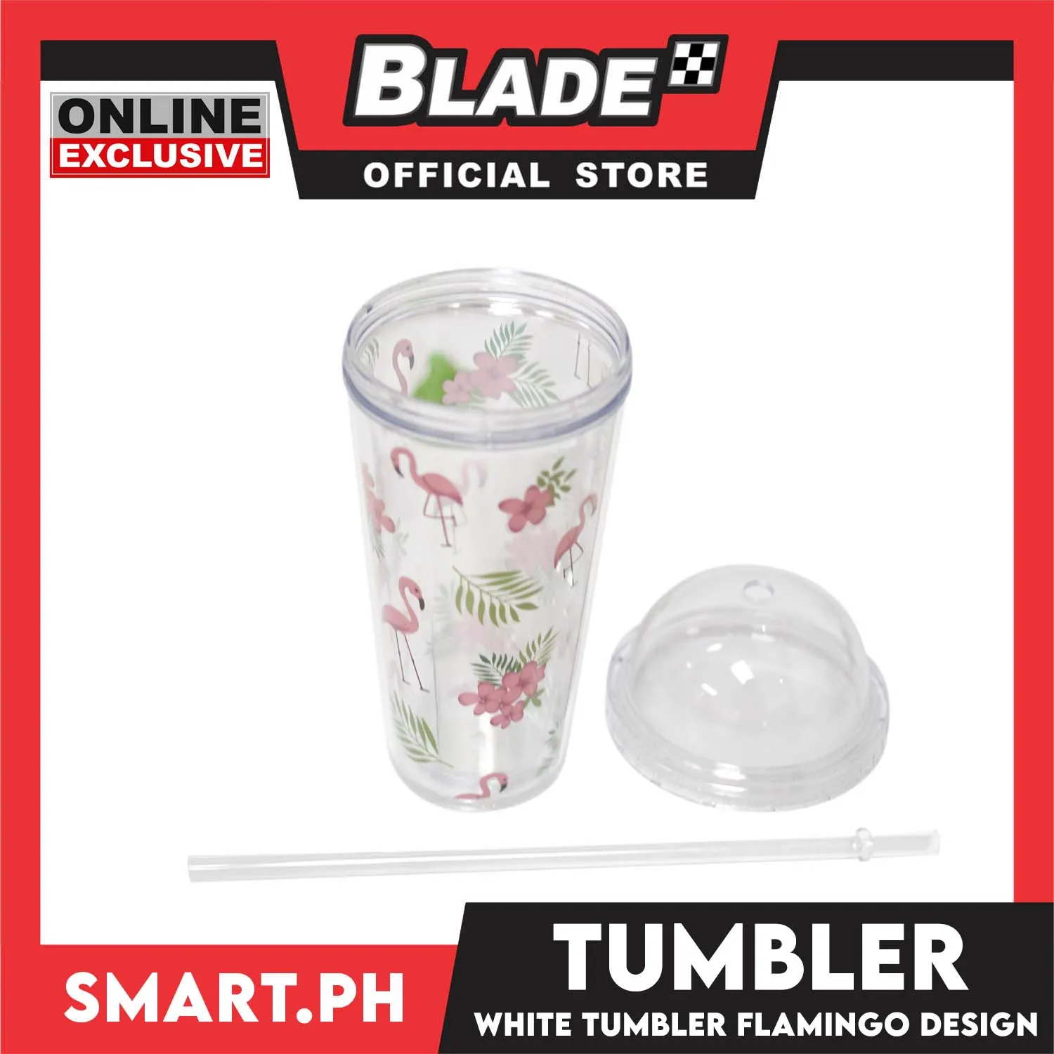 Gifts Tumbler with Straw Flamingo Design (Assorted)