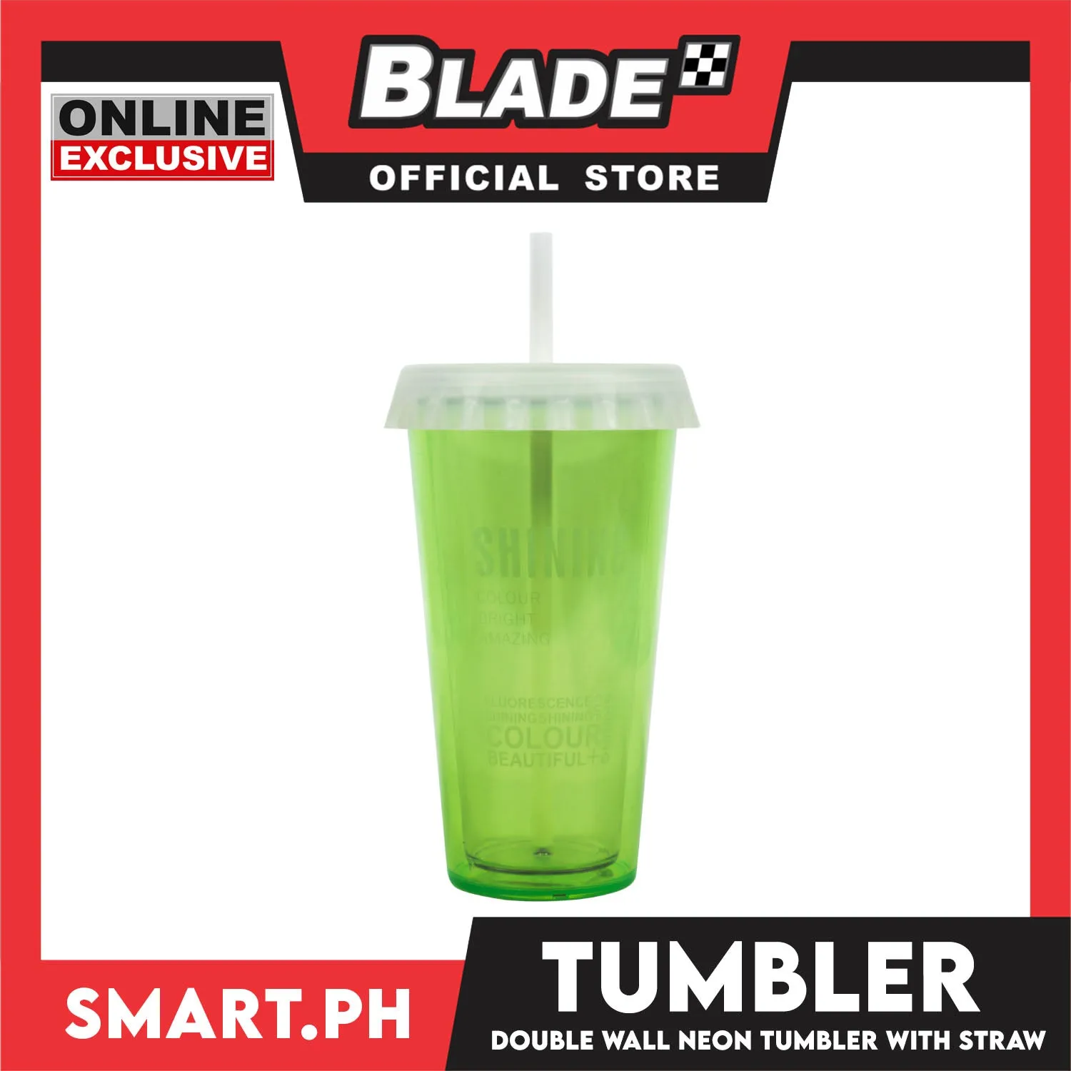 Gifts Tumbler With Straw Shining Neon Design (Assorted Designs and Colors) AP1362