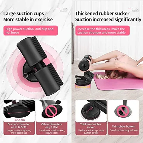 GNASTAS Sit-Up Bar with Ankle Support, Portable Adjustable Sit-ups Assistant Device, Self-Suction Sit-up Floor Bar Abdominal Leg Muscle Training Device, Household Fitness Equipment Sit up Assistant