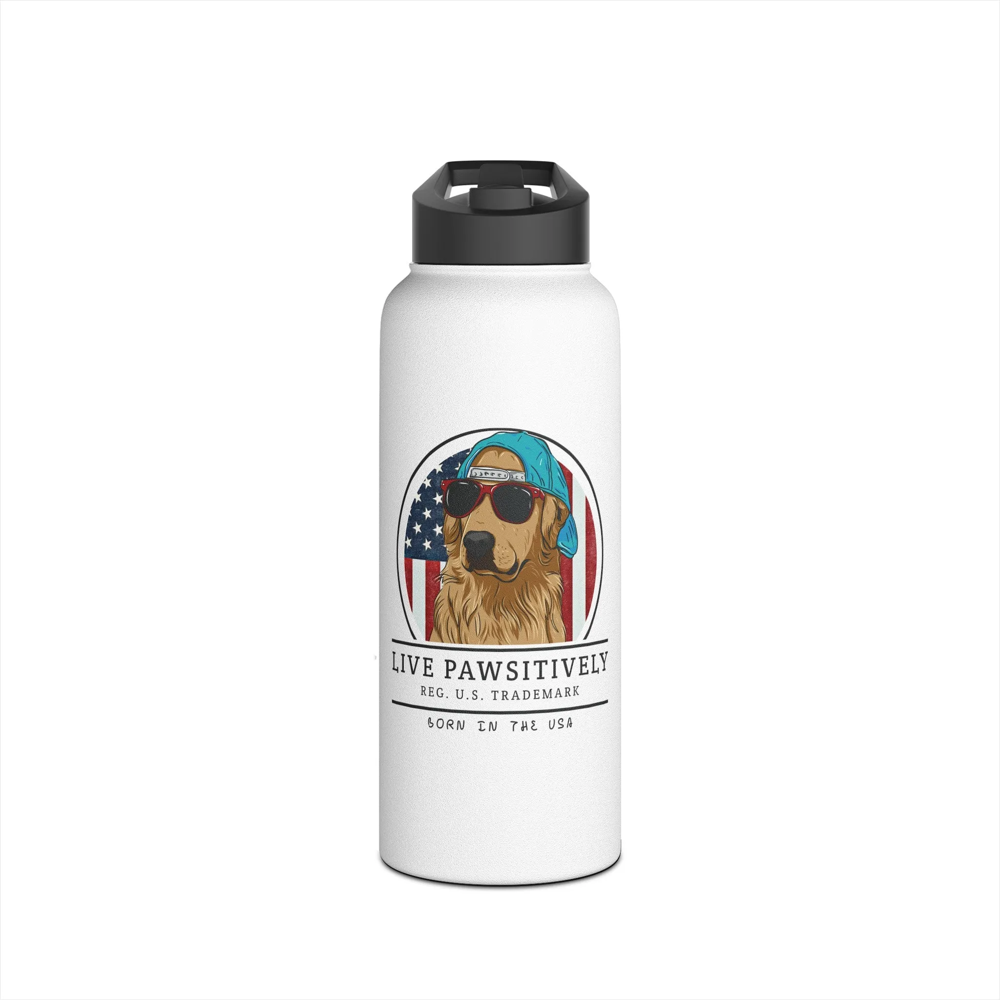 Golden Retriever "Born in the USA" Water Bottle