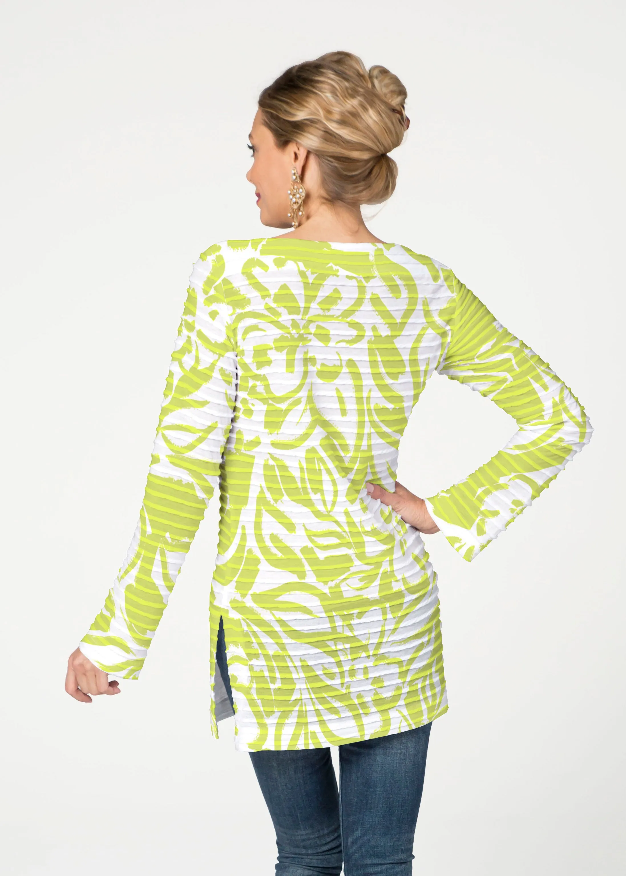 Greek Breeze Lime (8165) ~ Banded Boatneck Tunic