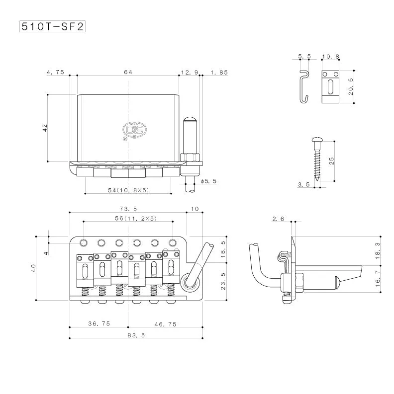 Guitar bridge - Gotoh 510T-SF2 tremolo