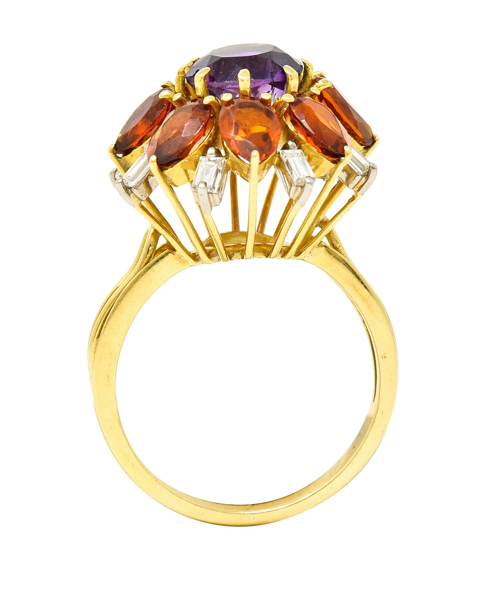 H. Stern Modernist 6.10 CTW Amethyst Citrine Diamond 18 Karat Gold Tiered Vintage Cluster Ring