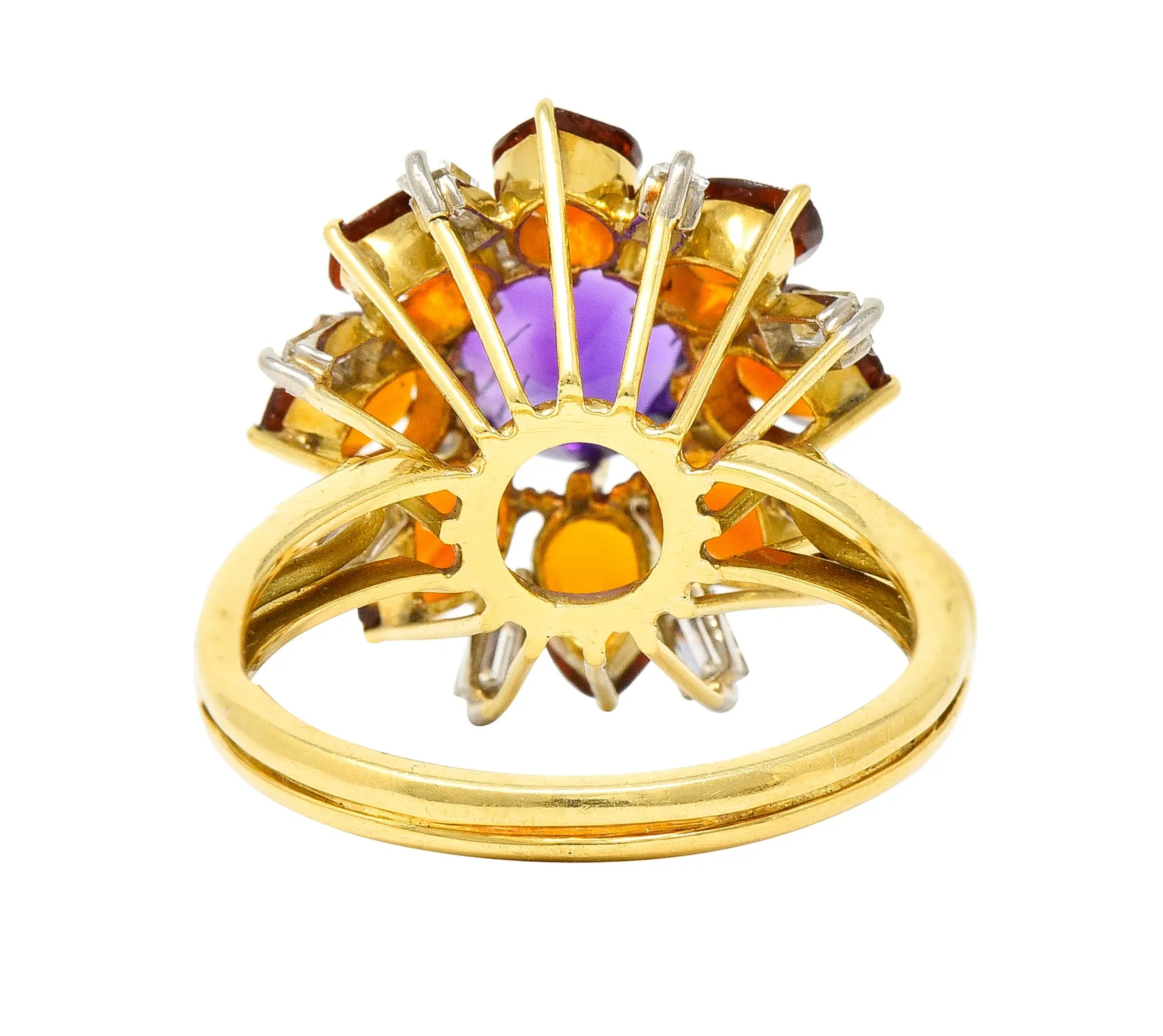 H. Stern Modernist 6.10 CTW Amethyst Citrine Diamond 18 Karat Gold Tiered Vintage Cluster Ring