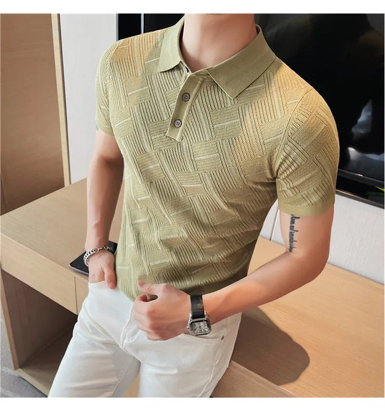 HighQuality - Kurzarm-Poloshirt aus Strick
