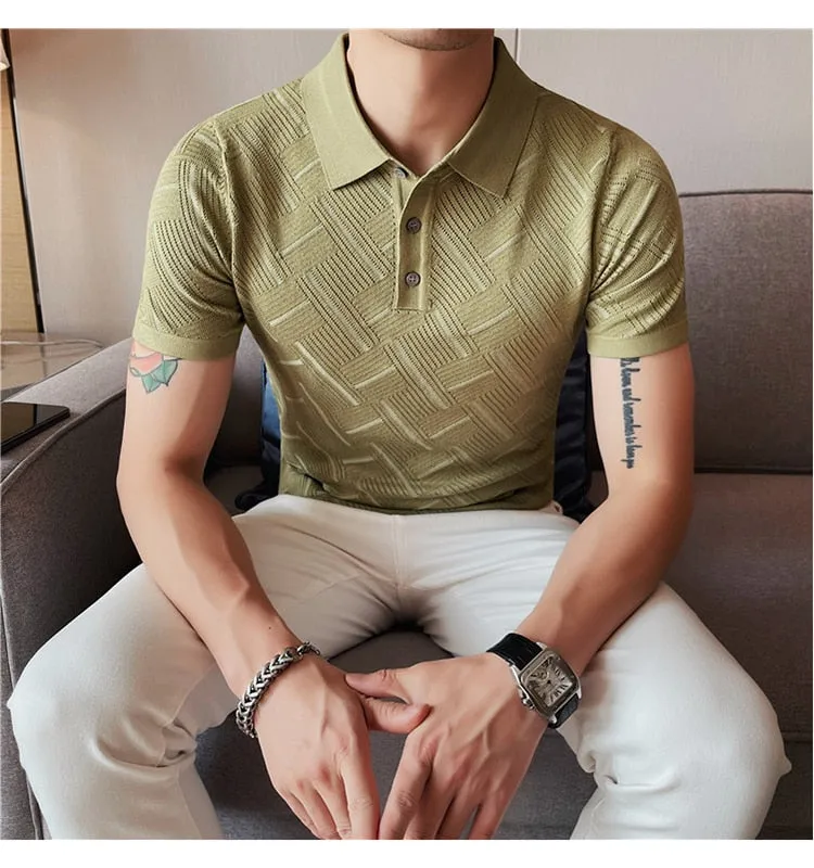 HighQuality - Kurzarm-Poloshirt aus Strick