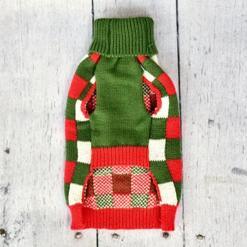 Hip Holiday Check Dog Sweater