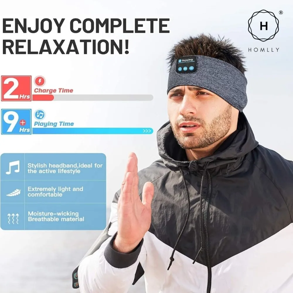Homlly 2 in 1 Sleep & Sports Wireless Bluetooth  Music Headband with Sleep Headphones