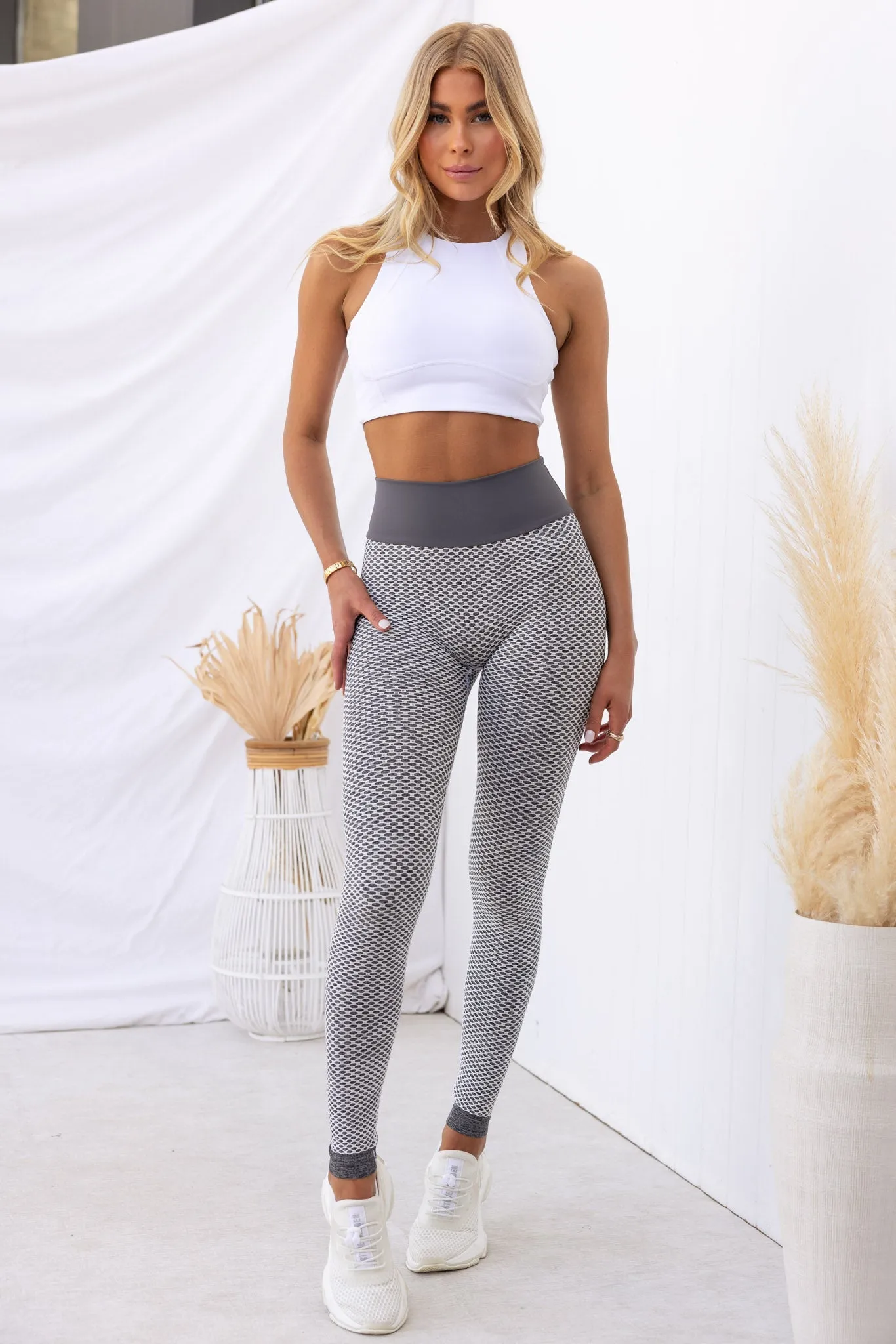 Honeycomb Scrunch Seamless Leggings - Grey Marl