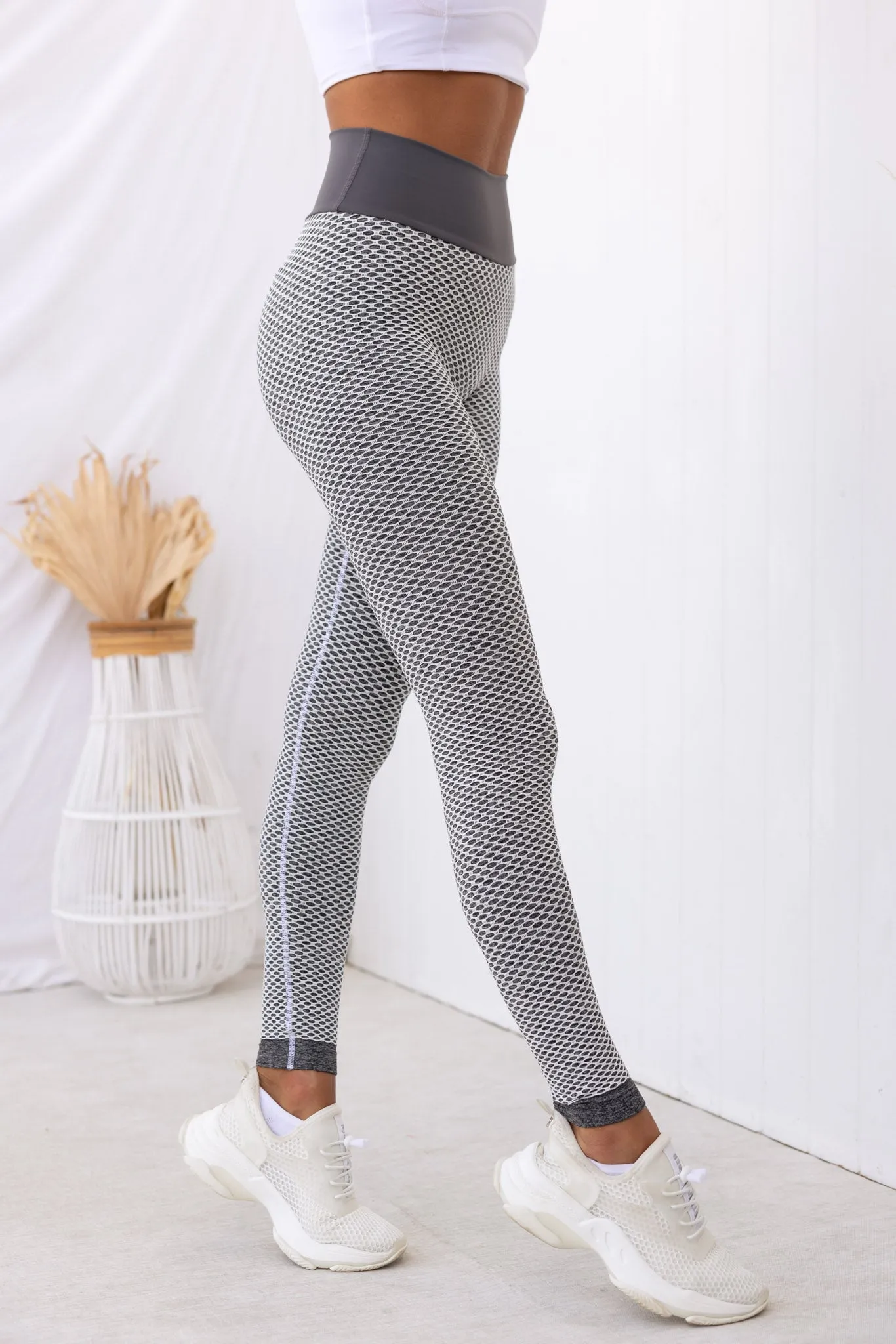Honeycomb Scrunch Seamless Leggings - Grey Marl