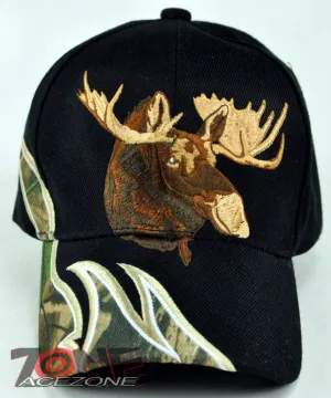 HUNTER MOOSE OUTDOOR SPORTS FLAME CAP HAT BLACK