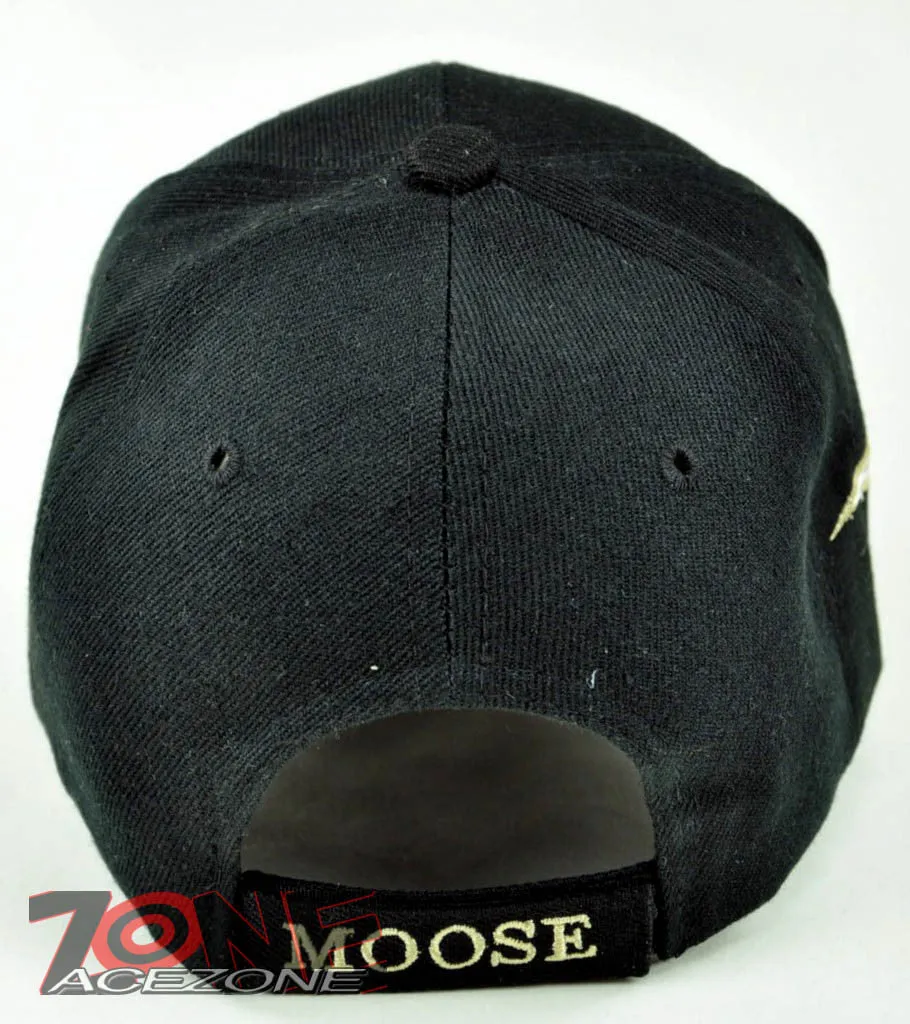 HUNTER MOOSE OUTDOOR SPORTS FLAME CAP HAT BLACK