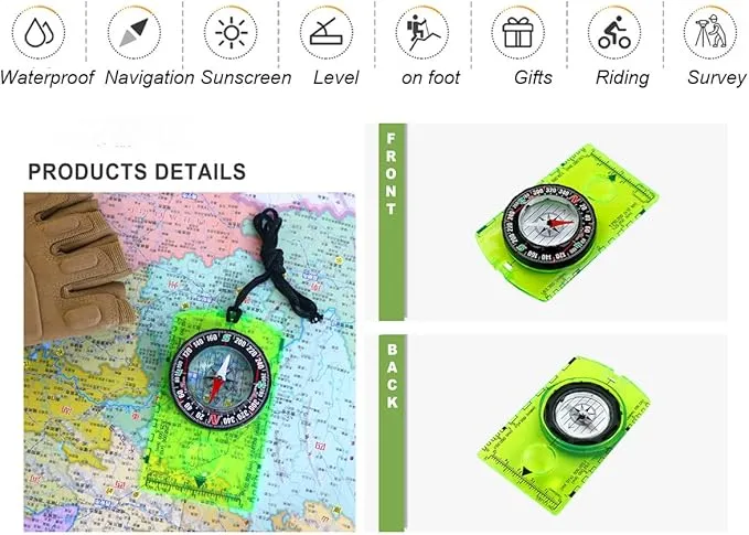 Hxexplore Compass Hiking Backpacking Compass Boy Scout Compass for Kids Scout Compass Camping Navigation Field Compass for Map Reading Kids Gifts