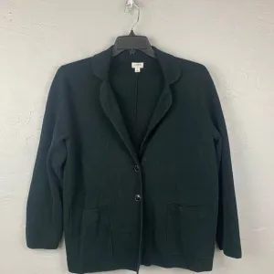 J. Crew Knit Blazer Womens Size Large Black Two-Button Long Sleeve Minimalist