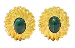 Jean Schlumberger Tiffany & Co. 1960's Malachite 18 Karat Yellow Gold Twist Vintage Ear-Clip Earrings