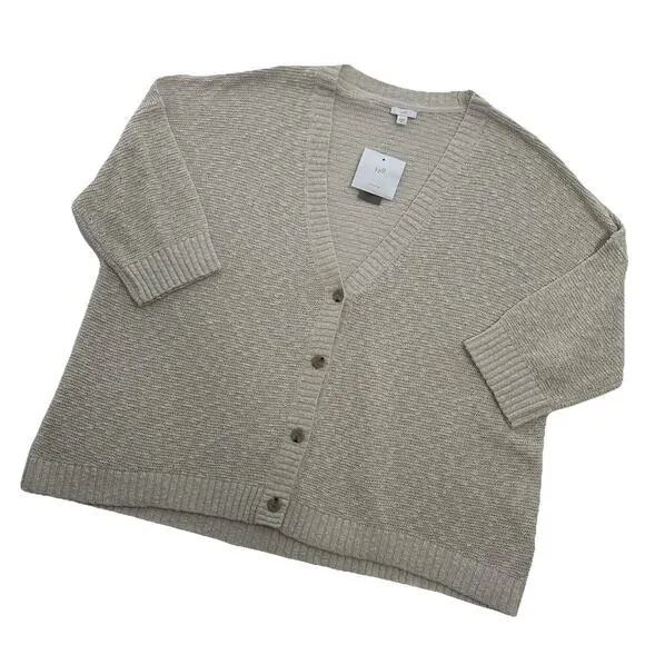 J.Jill Womens Cardigan Sweater 4X Beige Open Knit Beachy Neutral NWT