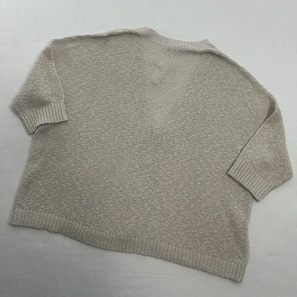 J.Jill Womens Cardigan Sweater 4X Beige Open Knit Beachy Neutral NWT
