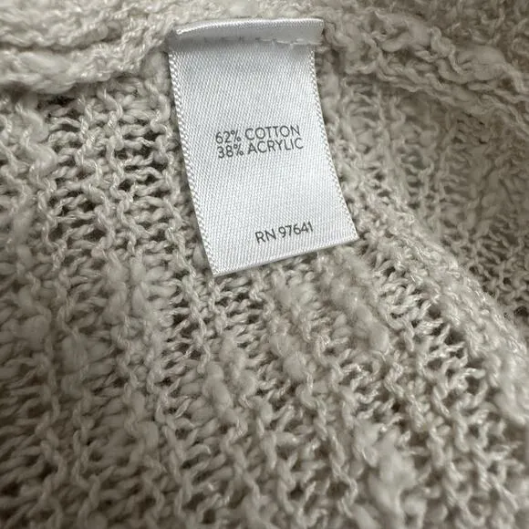 J.Jill Womens Cardigan Sweater 4X Beige Open Knit Beachy Neutral NWT