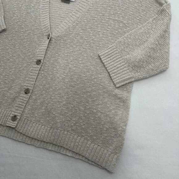 J.Jill Womens Cardigan Sweater 4X Beige Open Knit Beachy Neutral NWT