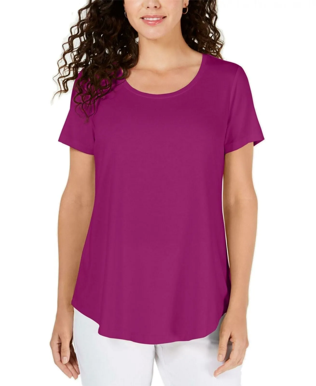 JM Collection Women's Scoop Neck Round Hem Knit Top