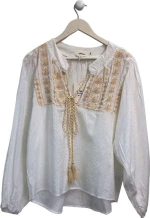 Jubylee White Embroidered Boho Blouse UK M/L